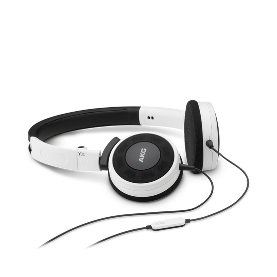 Y 30 - White - Stylish, uncomplicated, foldable headphones with 1 button universal remote/mic - Hero