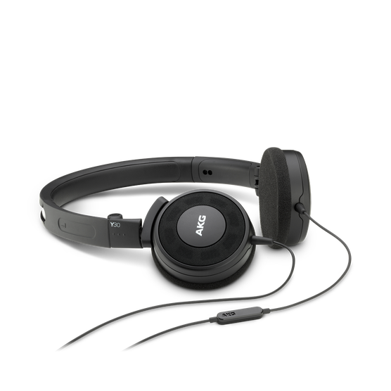 Y 30 - Black - Stylish, uncomplicated, foldable headphones with 1 button universal remote/mic - Hero
